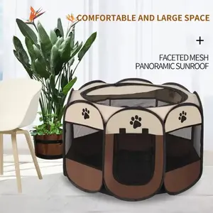 Octagonal pet enclosure pet tent oxford bunai scratch foldable dog cage dog dog cat maternity room Kennels, cat kennels Portable Puppy Pen