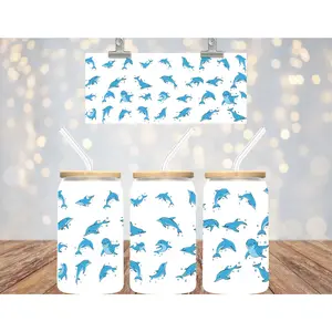 16 oz Uv Dtf Cup Wrap Dolphins 739