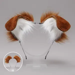 [Festival Plush Ears] Handmade One Piece Plush Animal Ears Headdress Accessories |   Festival Spotty Dog Scottish Fold Dog Ear Headband, Dress-up Clothing Accessories