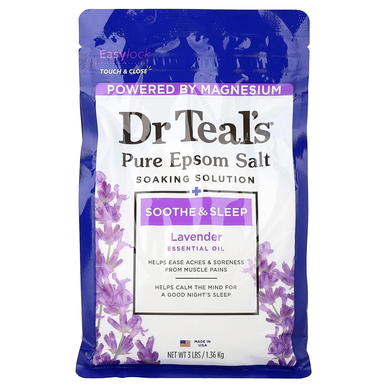 Dr. Teal's Pure Epsom Salt, Soaking Solution, Lavender, 3 lbs (1.36 kg)