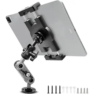 Aluminum Heavy Duty Drill Base Tablet Holder  Mount Dashboard, 360? Adjustable 2-Stage Stand for 4.7-12.9" iPad Pro/Air/Mini/ Galaxy Tab, for   Wall Desk Commercial