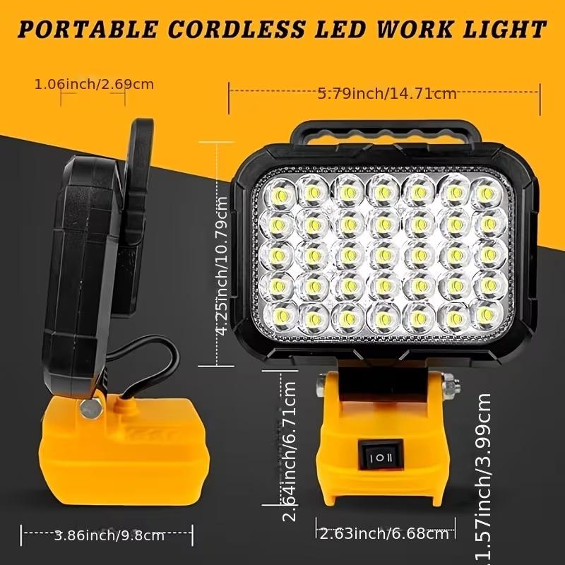 Rechargeable wireless LED portable work light, handheld lamp, semi-recessed installation, with two brightness levels. Suitable for decoration, car maintenance, outdoor fishing and emergency lighting (battery not included)