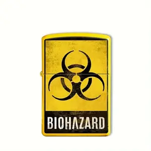 Biohazard Metal Oil Lighter – Vintage Flip Top Refillable Windproof EDC Lighter, Post-Apocalyptic Collector Gift for Men  (Fuel Not Included) Boyfriend