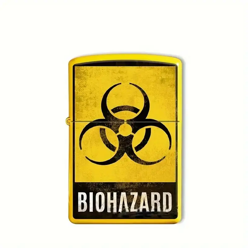 Biohazard All-Metal Oil Lighter - Vintage Flip Top, Refillable, Windproof EDC Lighter, Men's Accessories, Post-Apocalyptic Collectors Gift for Boyfriend (Fuel Not Included)