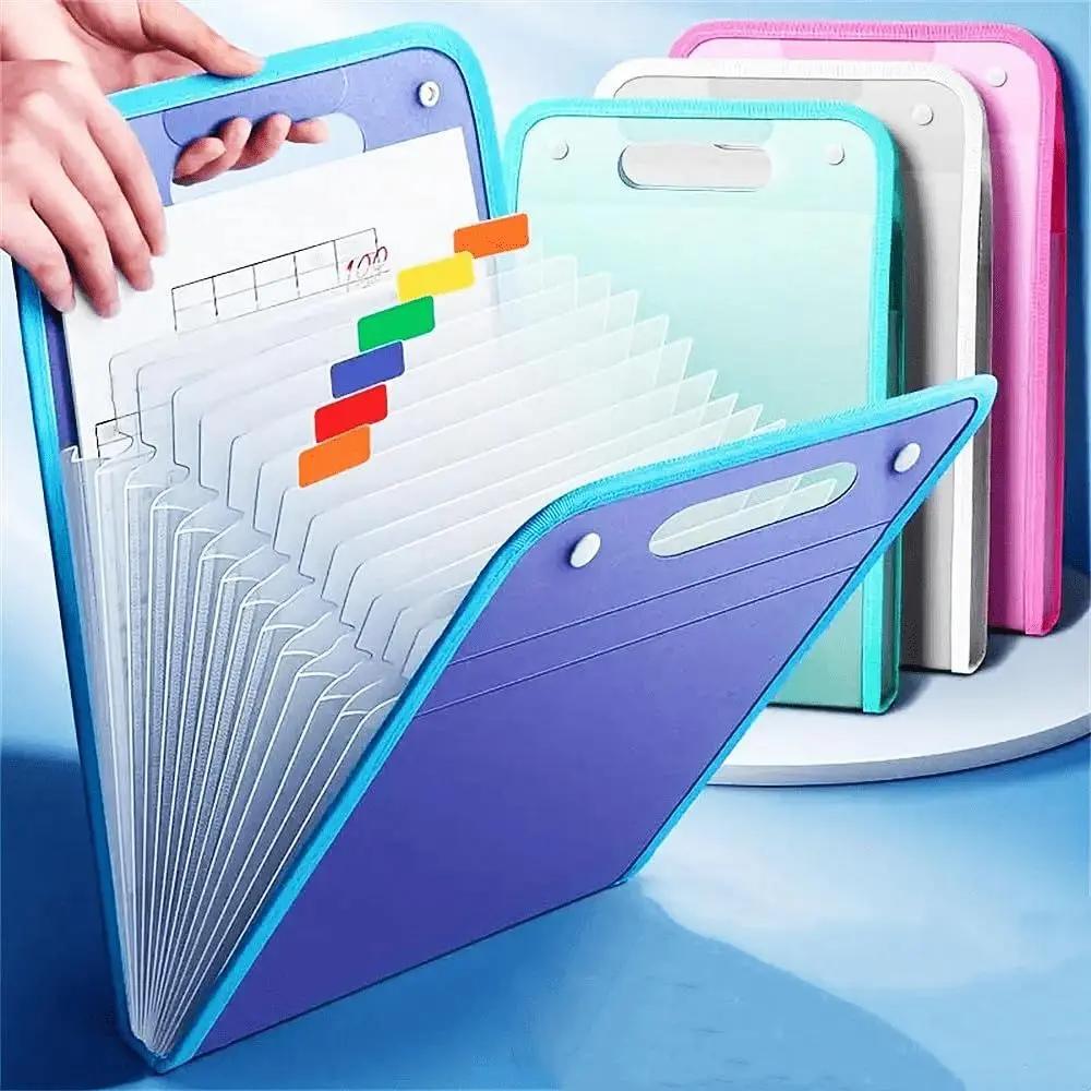 A4 File Folders,Vertical A4 File Organizer with Handle Portable Vertical Expanding Accordion Folder with 13 Pockets, Large Capacity File Organizer Bag A4 Letter Size (Blue)