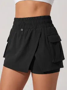 Women's Casual Sporty Two-Layer Short Skirt Pants, Multi-Pocket Workwear Shorts, Ideal for Outdoor Activities, Hiking, Golfing