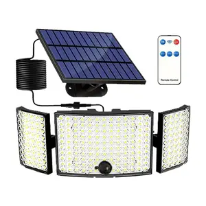 JT MOROLUX Solar-Powered LED Floodlight – 234 LED 3-Head Motion Sensor Security Light with Remote, IP65 Waterproof (Outdoor Wall Mount for Yard, Garage, Porch)