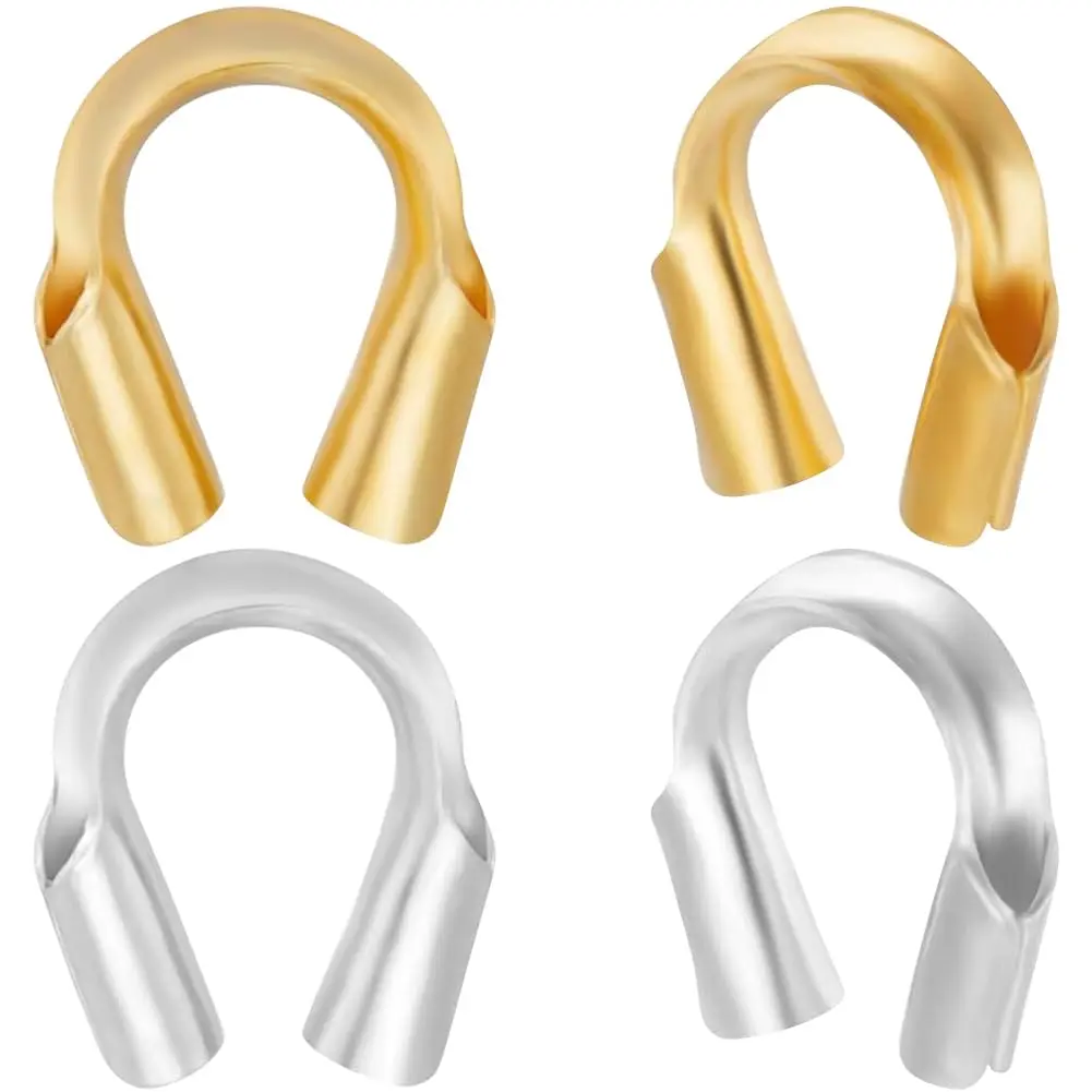 1 Box 100pcs 2 Colors Jewellery Wire Guardians Plated & U Shape Guard Loops Thread Protector For Making Bracelet Necklaces(hole: 0.5~0.6mm)