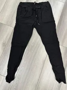 Fringe Hem Crinkle Joggers