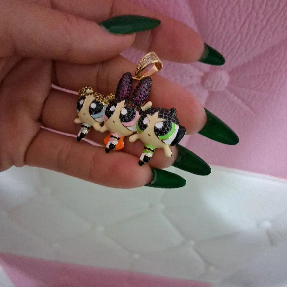 smoll  Cartoon Trio Pendant with Multicolor Zircon Stones – Premium Urban Charm