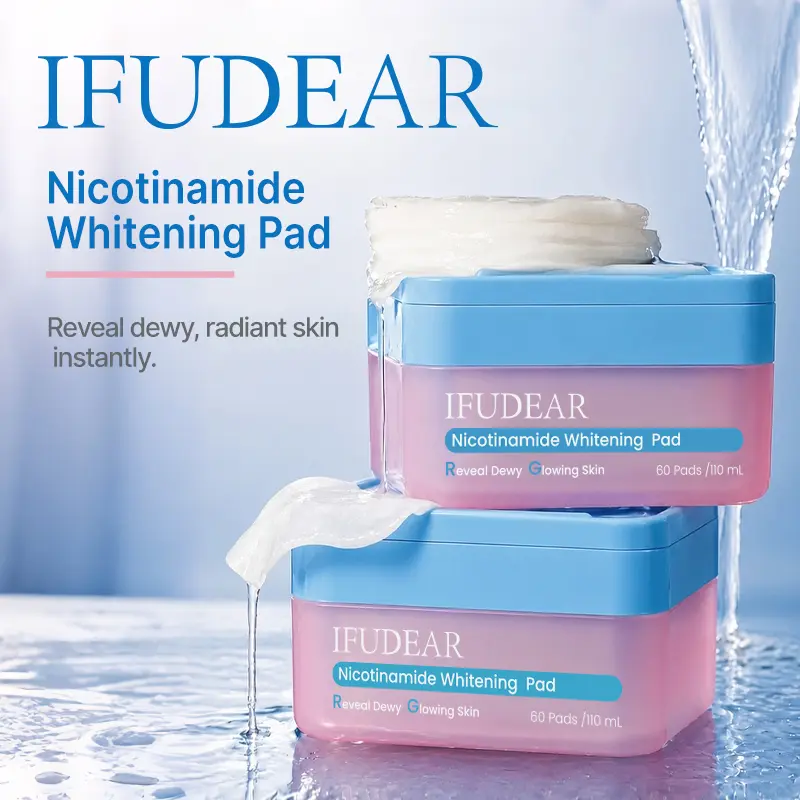 IFUDEAR 3-in-1 Niacinamide Toner Pads 60ct+110ml, Centella & Hyaluronic Acid Face Pads — Wipe, Pat, Mask for Brightening, Soothing & Glowing Skin