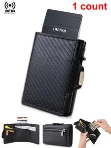 RFID Credit Card Holder Luxury Wallet Microfiber Leather Pop Up Men Designer Wallet Money Bag Male Coin Purse Wallets for Men Leather Zipper Wallet