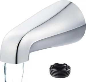 Universal Bath Tub Spout with Adapter, 5" Bathroom Bathtub Faucet Spout Without Diverter, Fits for 1/2'', 3/4'' IPS Inside Thread Connection and Tub/Shower Faucet Brands(Chrome)