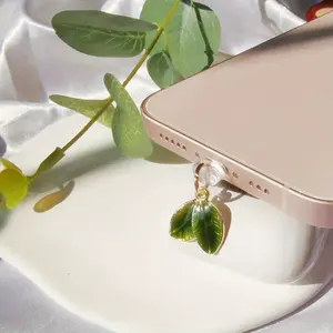 Cute Leaf Phone Dust Plug, Plant Lover Aesthetic Charm, Creative Charging Port Cover, Compatible with iPhone & Type-C, Phone Charms