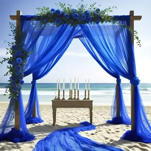 2-pack, semi-transparent royal blue wedding party tulle, multi-functional indoor and outdoor decorative mesh, 100% polyester, suitable for weddings, parties, Valentine's Day, New Year's Eve and Christmas decorations, Wedding Arch Backdrop, table runners