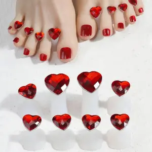 Heart Shaped Rhinestone Decor Toe Separators, 8pcs Silicone Toe Separator, Nail Art & Foot Care Tool Set for Manicure & Pedicure