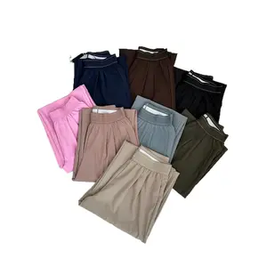 Women's Lightweight Straight Leg Pants Elastic High Waisted Workout Yoga Casual Trousers with Pockets