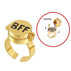 Openable rotating friendship ring BFF letter cute magnetic buckle ring for girlfriend and good friend jewelry gift