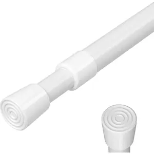 Adjustable 17-41inch No Drilling White Expandable Spring Tension Curtain Rod for Windows Closet