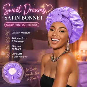 Double Layered Satin Hair Care Bonnet with Bow (One Set)
