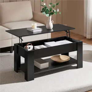 【On Sale】Yaheetech Lift Top Coffee Table Hidden Compartment & 2 Open Shelves Multipurpose Design Gas Lift  Small Space Friendly Living Room/Office/Home Use