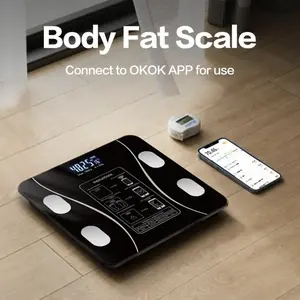 Bluetooth Smart Digital Body Fat Scale, Backlit LED Display Intelligent Bathroom Scale, Tempered Glass Auto Calibrate Weight Scale, Supports 400lbs/180kg Multi-Function Body Composition Monitor for Home Health Tracking