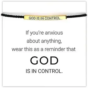Veliora Gift B God is in Control  God Faith  Inspirational Gifts for Women Christian Jewelry Encourage Gift for Believers friendship Adjustable Heart Rate Couples Bracelet Set