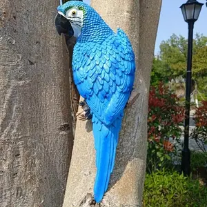 Parrot Design Garden Statue, Lifelike Parrot Wall Sculpture, Durable Resin Artistic Decor for Outdoor Gardens, Weather-resistant Tree-hanging Charm for Patio, Balcony & Lawn