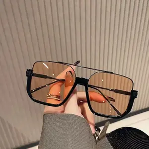 Unisex aviator sunglasses with tinted lenses, vintage summer trendy shades for men and women, versatile fashion glasses that go with everything, outdoor UV protection, his-and-hers gifts
