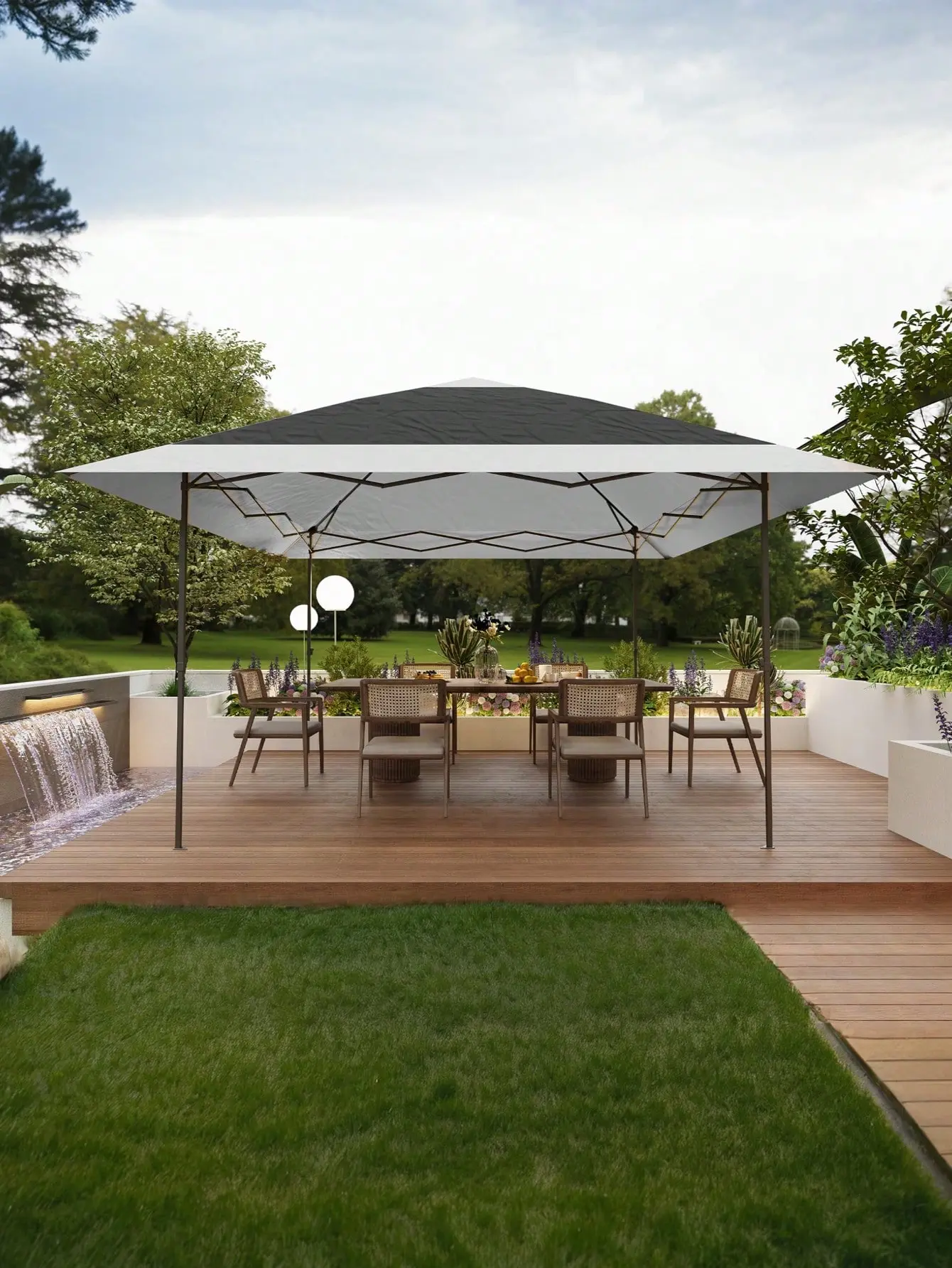 12x12Ft Portable Instant Canopy Gazebo - Waterproof Outdoor Furniture Sets, Adjustable Height & Shade, Sturdy Corrosion-Resistant Dark Grey-Light Grey Modern Patio Parasol, Mosquito Net & Gazebo Frame Inclusions, Sun Protection Backyard Gear for Events, A