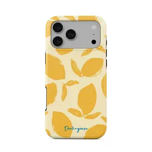 Darlingcase Customized TPU Lemon Phone Case for iPhone 17 Pro Max,16 Pro,15,14,13,12,11,8,7,X,XS Max - Summer Citrus Yellow Botanical Brush Stroke Mediterranean Aesthetic, Dual-Layer Shockproof Drop Protection, Anti-Scratch Cover, Gift for Women, Accessor