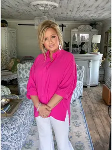 Pink Sloane Button Up Top