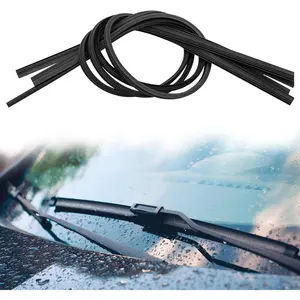 4 Pieces Car Wiper Blade Replacement Strip,26In Silicone Frameless Windshield Wiper Strip, DIY Adjustable Car Windscreen Wiper Rubber Strips, Auto Universal Accessories for Most Vehicles(Black)