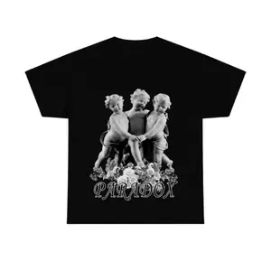 Paradox Cherubs Graphic T-shirt, Angel Trio Design Black Tee, Casual Unisex Menswear Womenswear Shirt, Artistic Fashion, Ideal Gift for Him, Gift for Her