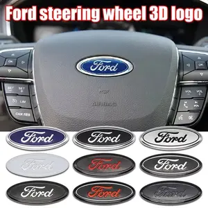 Car Steering Wheel Center Emblem ABS Logo Stickers Interior Accessories Decor Ring Cover For Ford Galaxy Bronco Ecosport Maverick Escape PUMA Tourneo F150 F350 F250 C-MAX Vertrek B-MAX Escort Flex Figo EDGE KA S-MAX