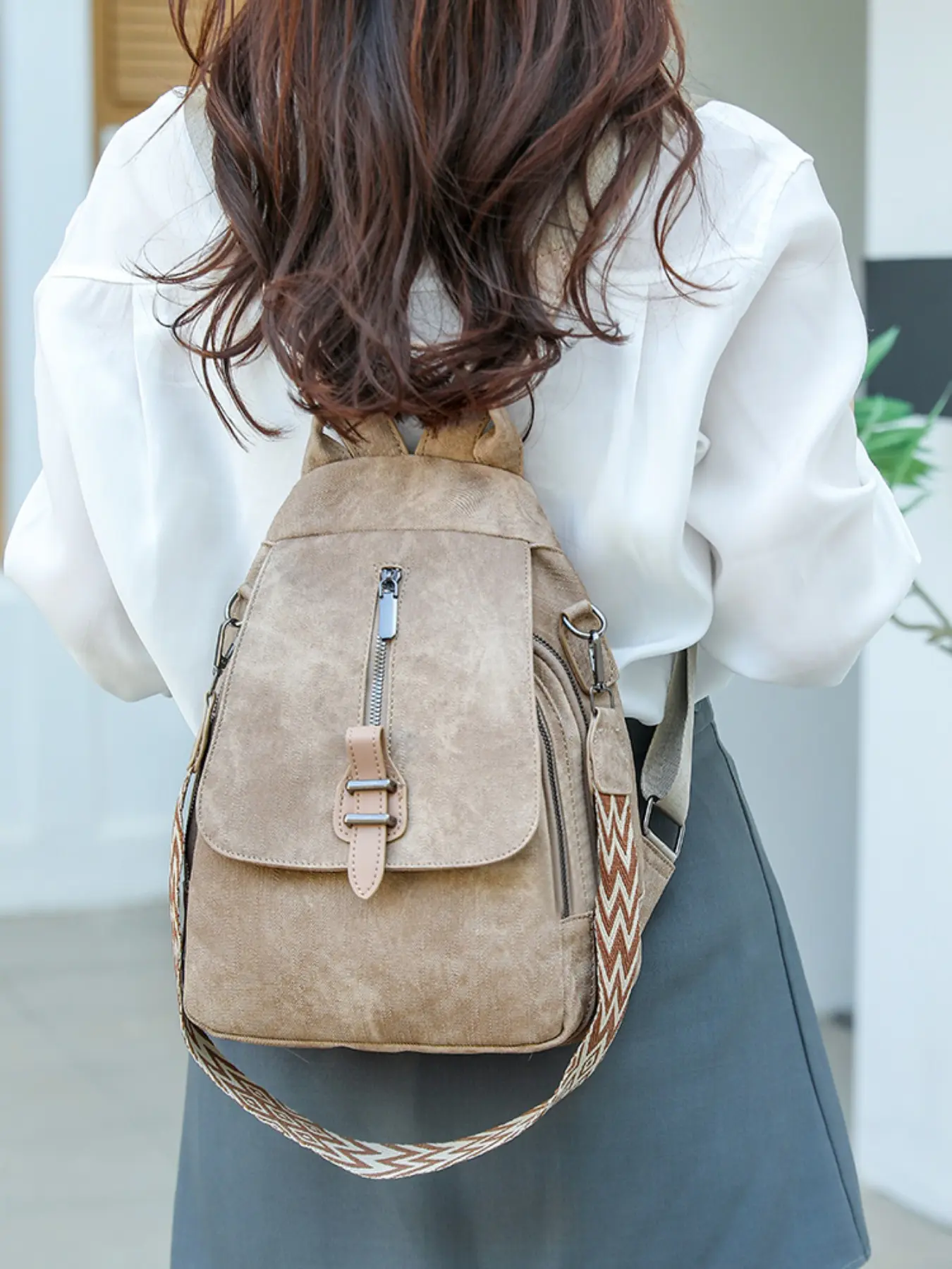 Women's Korean Style Large Capacity Multifunctional PU Shoulder Bag, Soft Leather Crossbody Backpack, Lightweight Versatile Backpack, Casual Printed Backpack, Backpack For School, Casual School & Business Handbag, Backpacks Women
