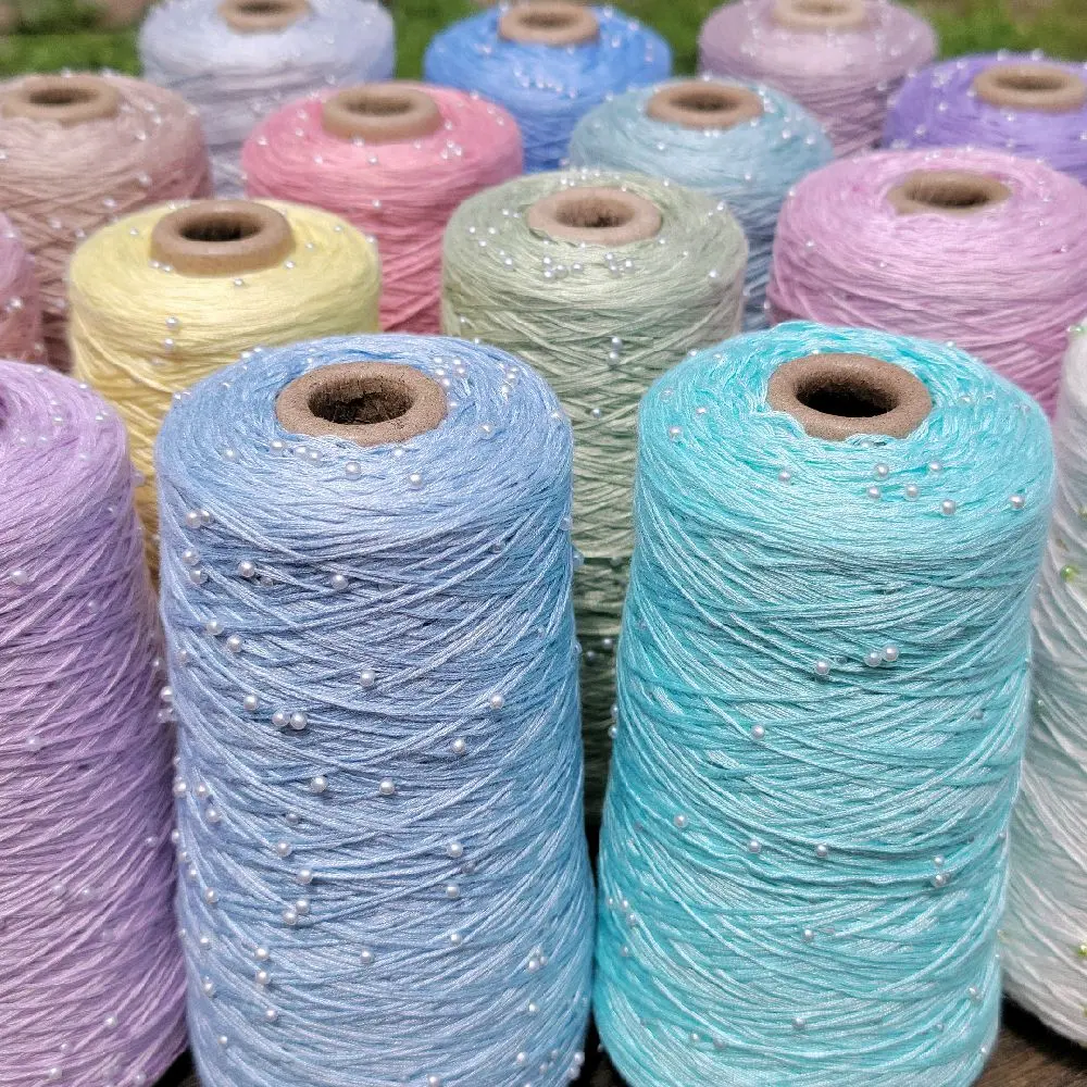 Mercerized 100% Cotton Yarn with Pearl Beads for Knitting & Crochet 1370yds