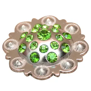 HILASON Olivine Crystal Rhinestone Bling Berry Concho Saddle Tack Cowgirl| Western Belt | Slotted Conchos