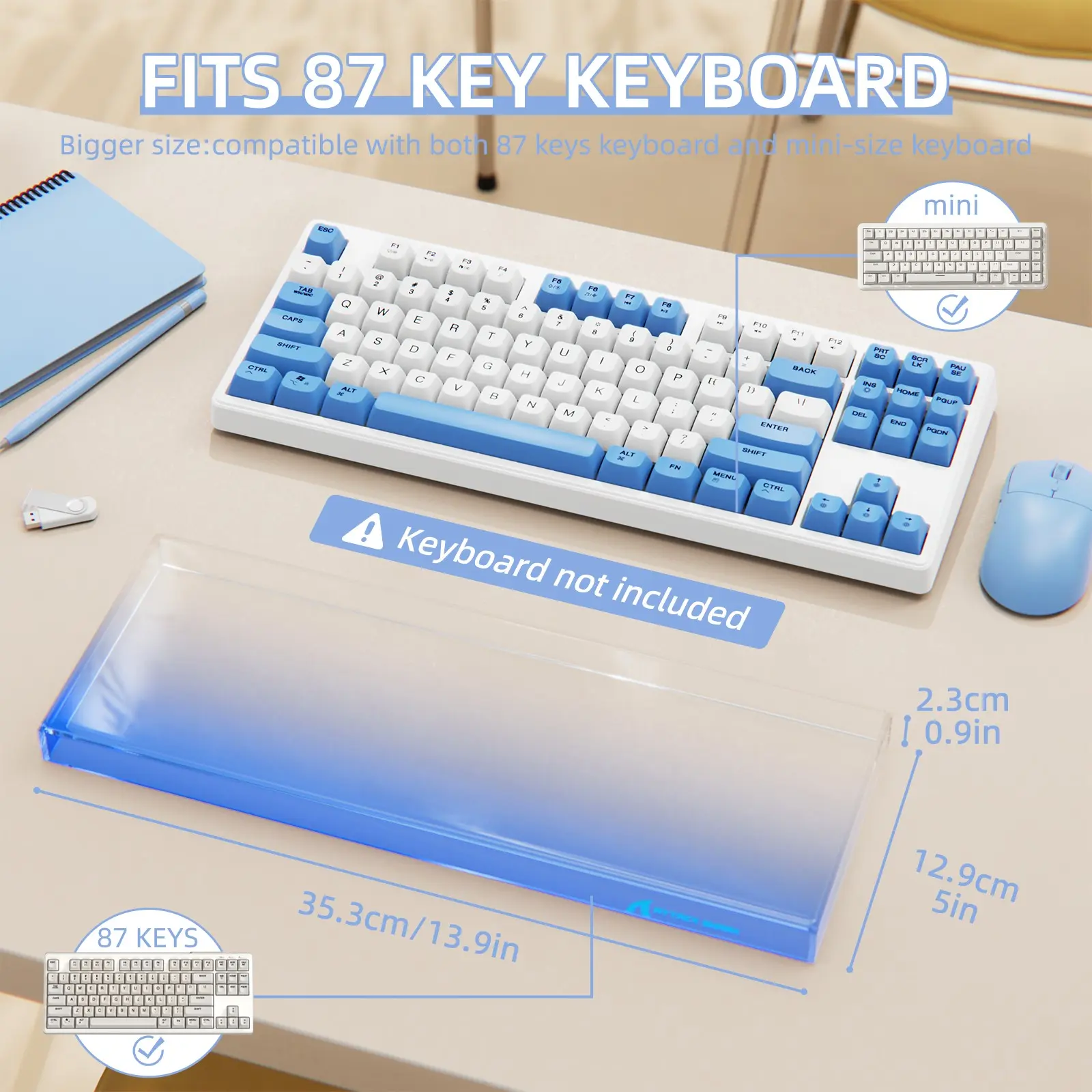 ATTACK SHARK KC03 Clear Acrylic Keyboard Dust Cover Waterproof Cover for 87 Keys Gaming Keyboard,12.9 * 5 * 0.9in,Compatible with Size Below 87 Keys,Anti-Knock Keyboard Cover