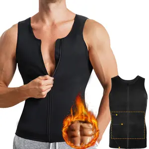 Men Compression Shirt Undershirt Body Shaper Athletic Workout Shirts Tank Top Sport Vest with Zipper