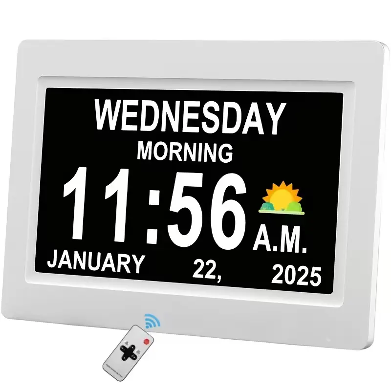New 2026 Dementia Clock Large Digital Clock for Seniors, Large Display with Custom Alarms, Calendar Clock with Day & Date for Elderly, Clear Numbers Alzheimer Digital Clock White