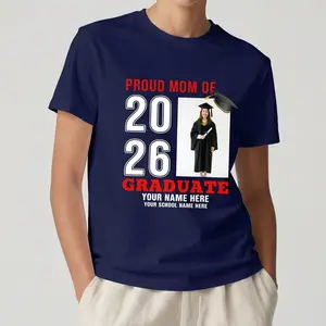 Carpesun Custom 2026 Graduate Photo Shirt, Personalized Name & School, Class of 2026 Graduation T-Shirt with Photo Upload, Multiple Option,Soft Tshirt Cotton White