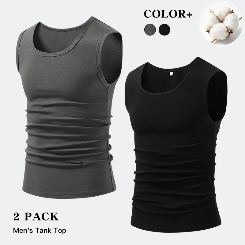 Men's 2-Pack Ribbed Sleeveless Tank Tops, Slim Fit, Breathable Shirts for Outdoor Activities #SohoChic, Tank Top