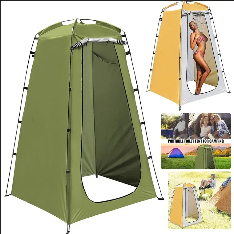 Polyester Windowed Unisex Outdoor Functional Camping Shelter - Single-Person Foldable Waterproof Privacy Tent with Compact Fold, UV Protection, 120x120x190cm Portable Changing Shelter for Camping, Hiking