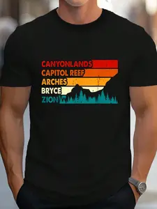 100% Cotton Canyonlands Capitol Reef Arches Bryce Zion Vintage Sunset T-Shirt Women's Men's Graphic Tee Crew Neck summer vacation Tops