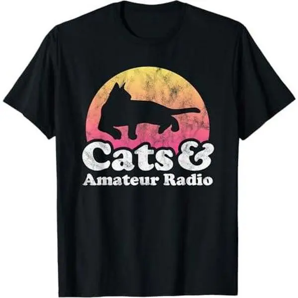 Cats and Amateur Radio Men's or Women's Cat and Radio T-Shirt
