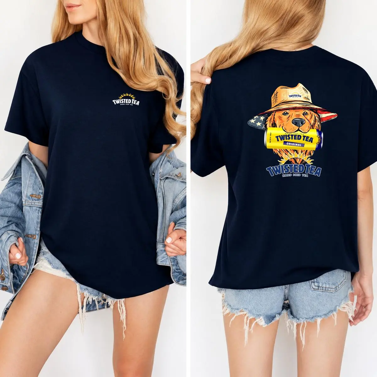 Women's Graphic Cotton Hoodie Sweatshirt - Twisted Tea, Golden Retriever, Top Hat Beer, Patriotic_629 Prints, Round Neck/Crew Neck, Shortsleeve Option, All Seasons, Unisex Fit