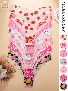 Women's Underwear Set, Floral & Heart Print Design, Breathable Comfort Fit, All Season Wear, Ideal for Everyday Use