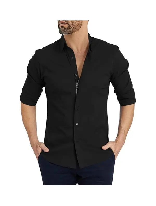 COOFANDY Mens Button Down Dress Shirt Long Sleeve Slim Fit Zip Up Formal Business Wedding Tuxedo Shirts