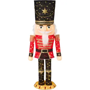 Christmas Nutcracker 5ft Pop up Lighted Large Holiday Decoration w/150 Pre-Lit Twinkling LED lights for Outdoor, Indoor